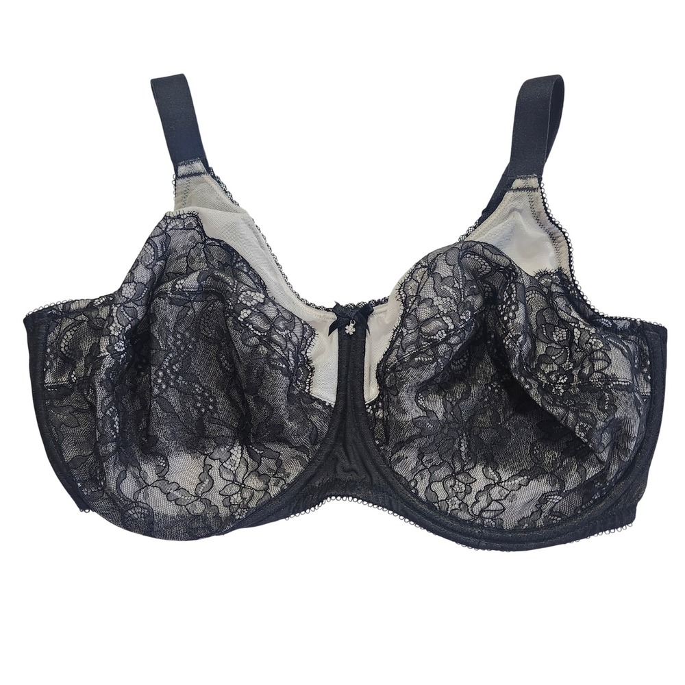 Wacoal Retro Chic Full Figure Underwire Bra 42G Black Chantilly Lace Unlined